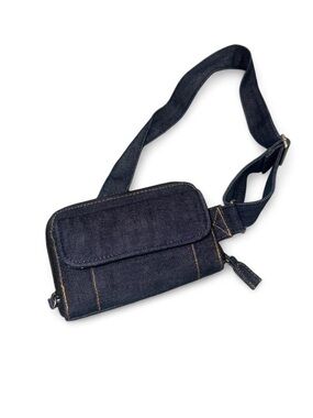 Denim Crossbody Belt Bag in Dark Indigo
